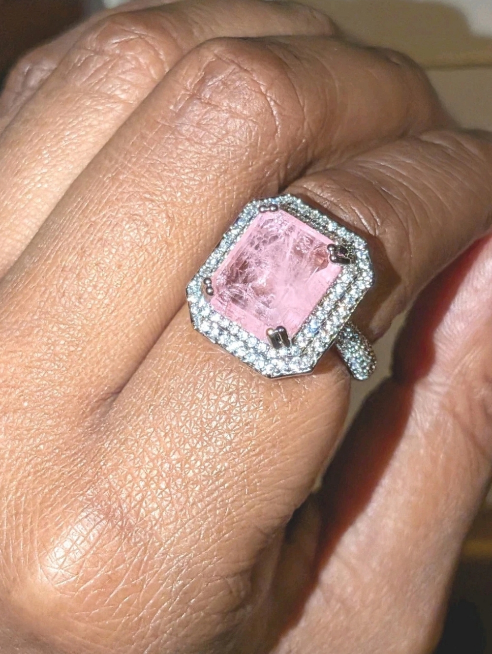 Shiny S925 6 Ct Lab- Created Kunzite Diamond Engagement Ring For Women Sz 6.5